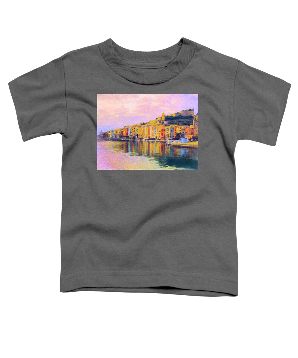 Portovenere Toddler T-Shirt featuring the painting Porto Venere by Dominic Piperata