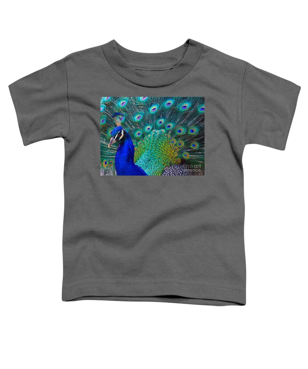 Peacock Toddler T-Shirt featuring the photograph Portrait of a Peacock by Roger Becker