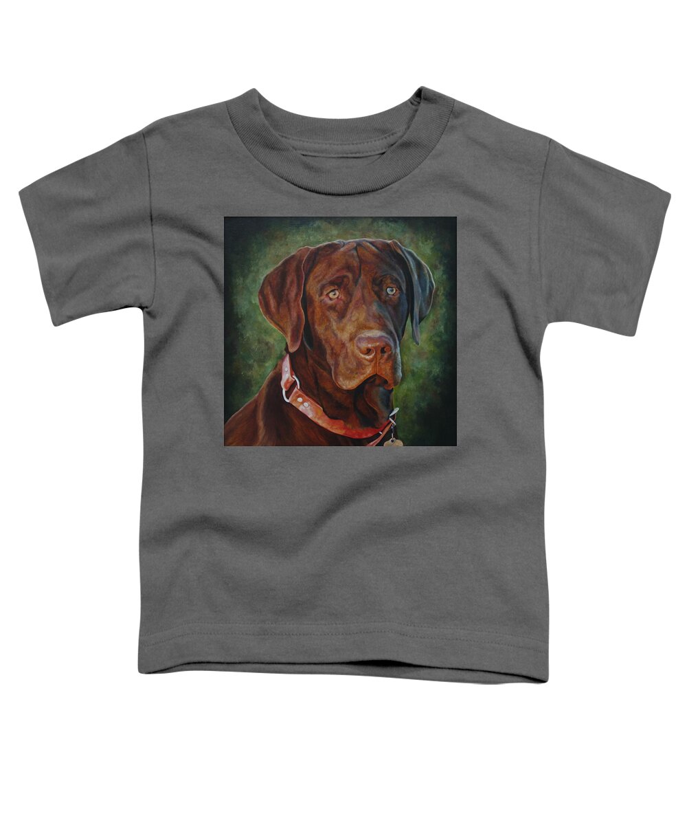 Chocolate Lab Toddler T-Shirt featuring the painting Portrait of Remington 0094_2 by Steven Ward