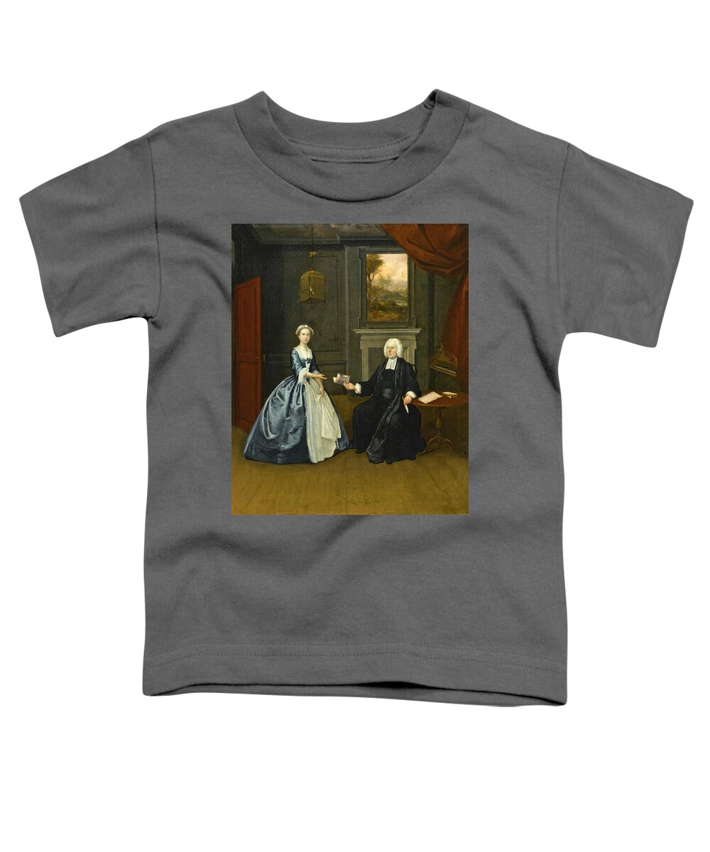 Arthur Devis Toddler T-Shirt featuring the painting Portrait of the Reverend Thomas D'Oyly with His Wife Henrietta Maria Full-Length in an Interior by Arthur Devis