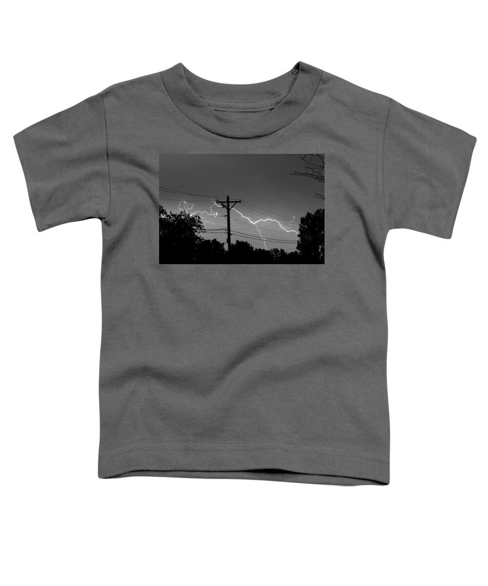 Lightning Toddler T-Shirt featuring the photograph Power Lines BW Fine Art Photo Print by James BO Insogna