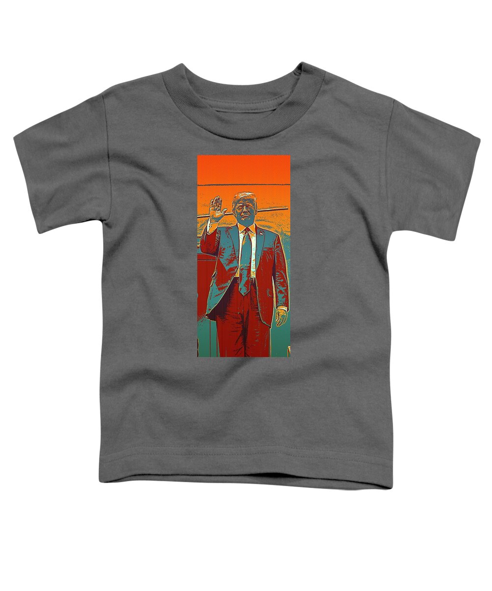 Man Toddler T-Shirt featuring the painting President Donald Trump Portrait Series 7 by Celestial Images