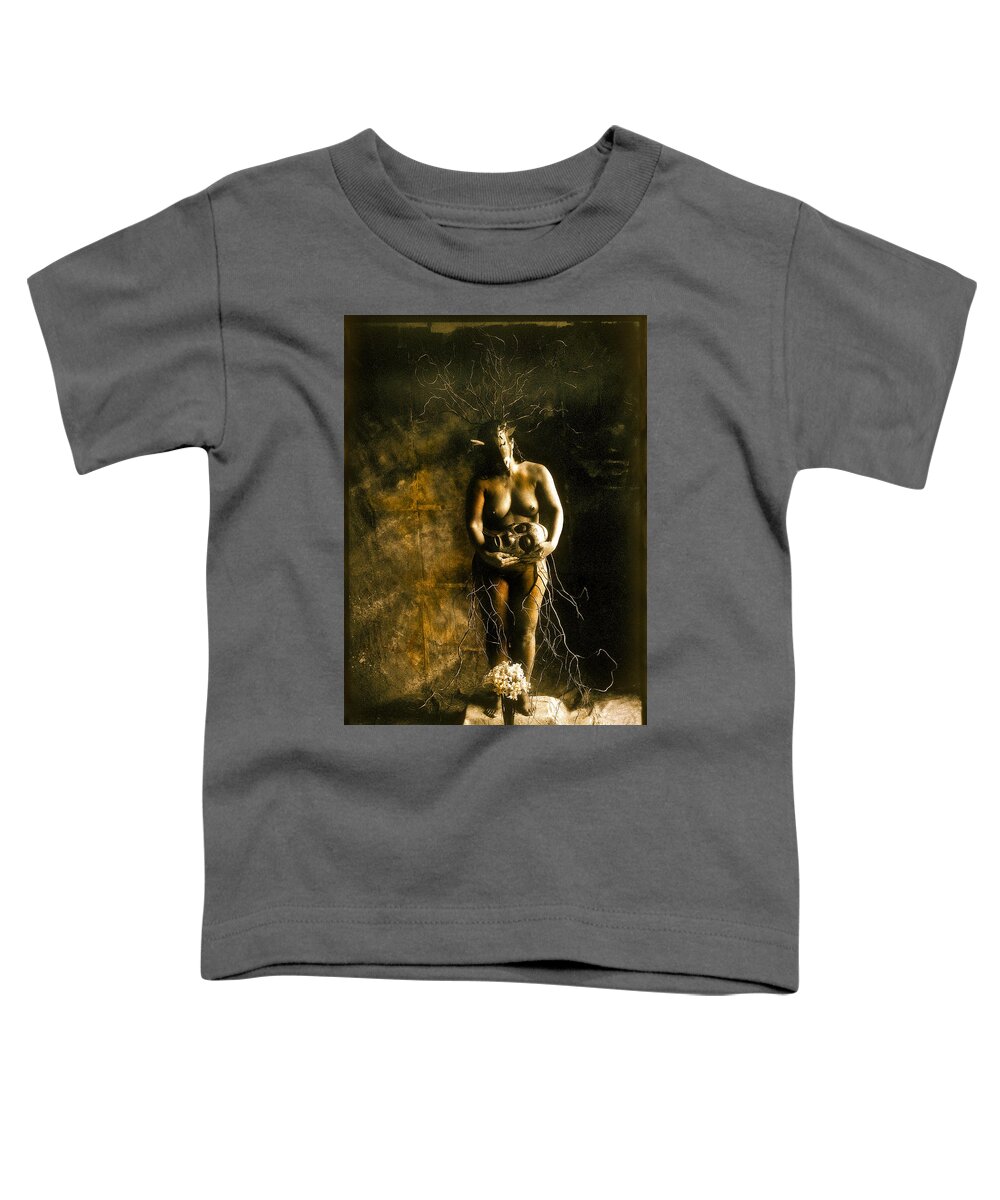 Primitive Art Toddler T-Shirt featuring the photograph Primitive Woman Holding Mask by David Chasey