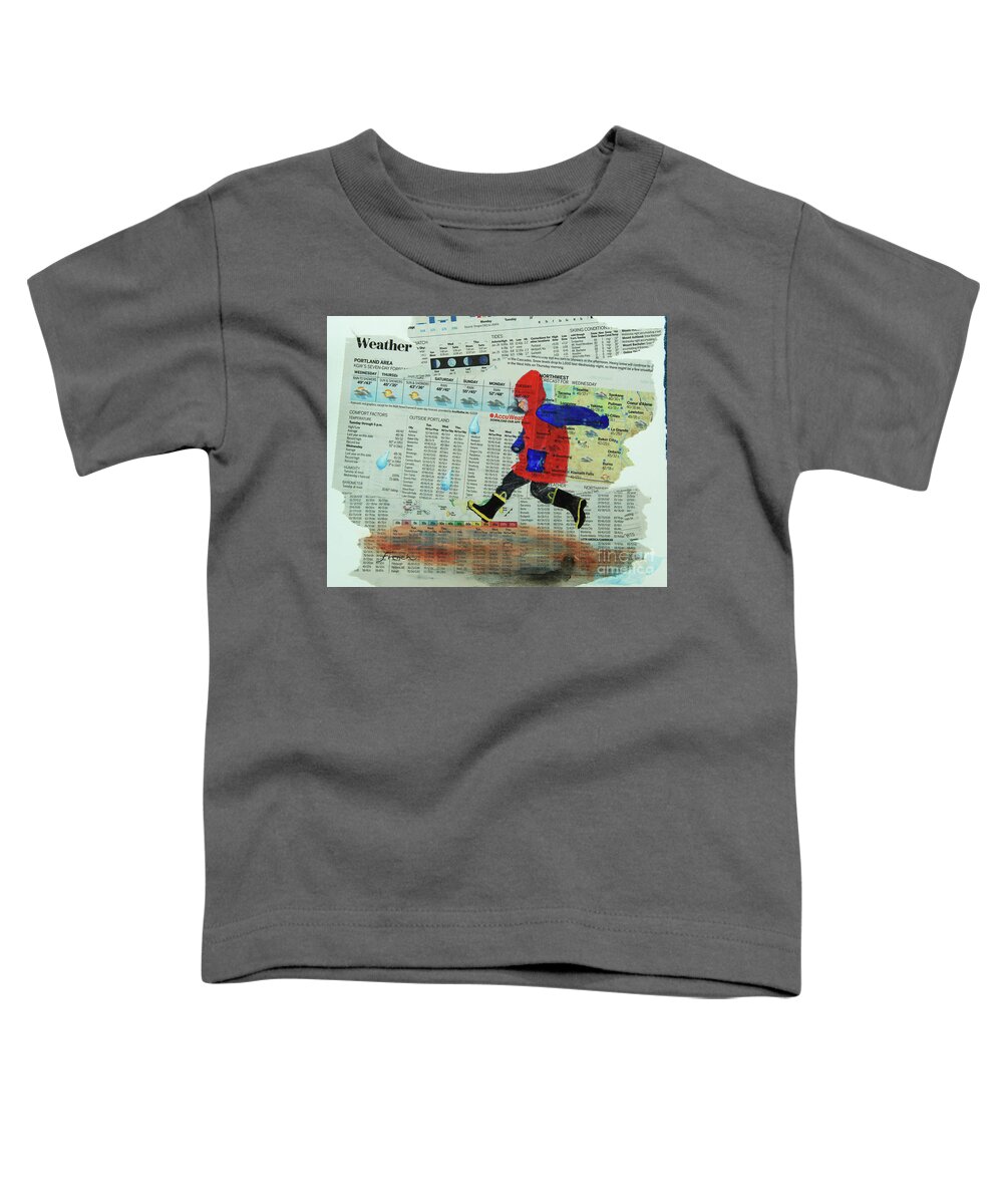 Rain Toddler T-Shirt featuring the painting Puddle Jumping by Jeanette French