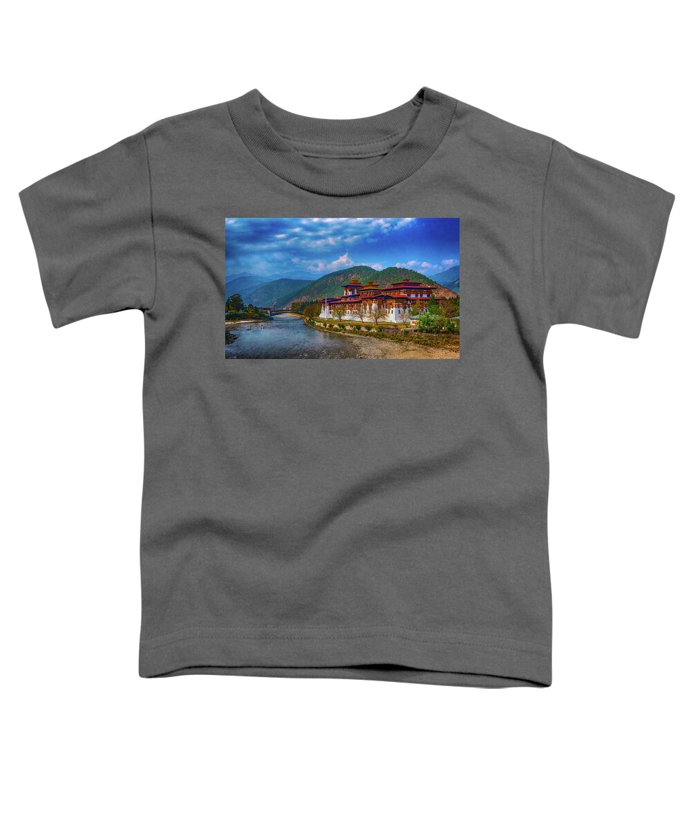 Architecture Toddler T-Shirt featuring the photograph Punakha Dzong by Pravine Chester
