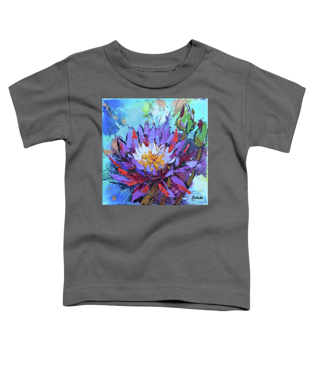 Flowers Toddler T-Shirt featuring the painting Purple Lotus by Jyotika Shroff