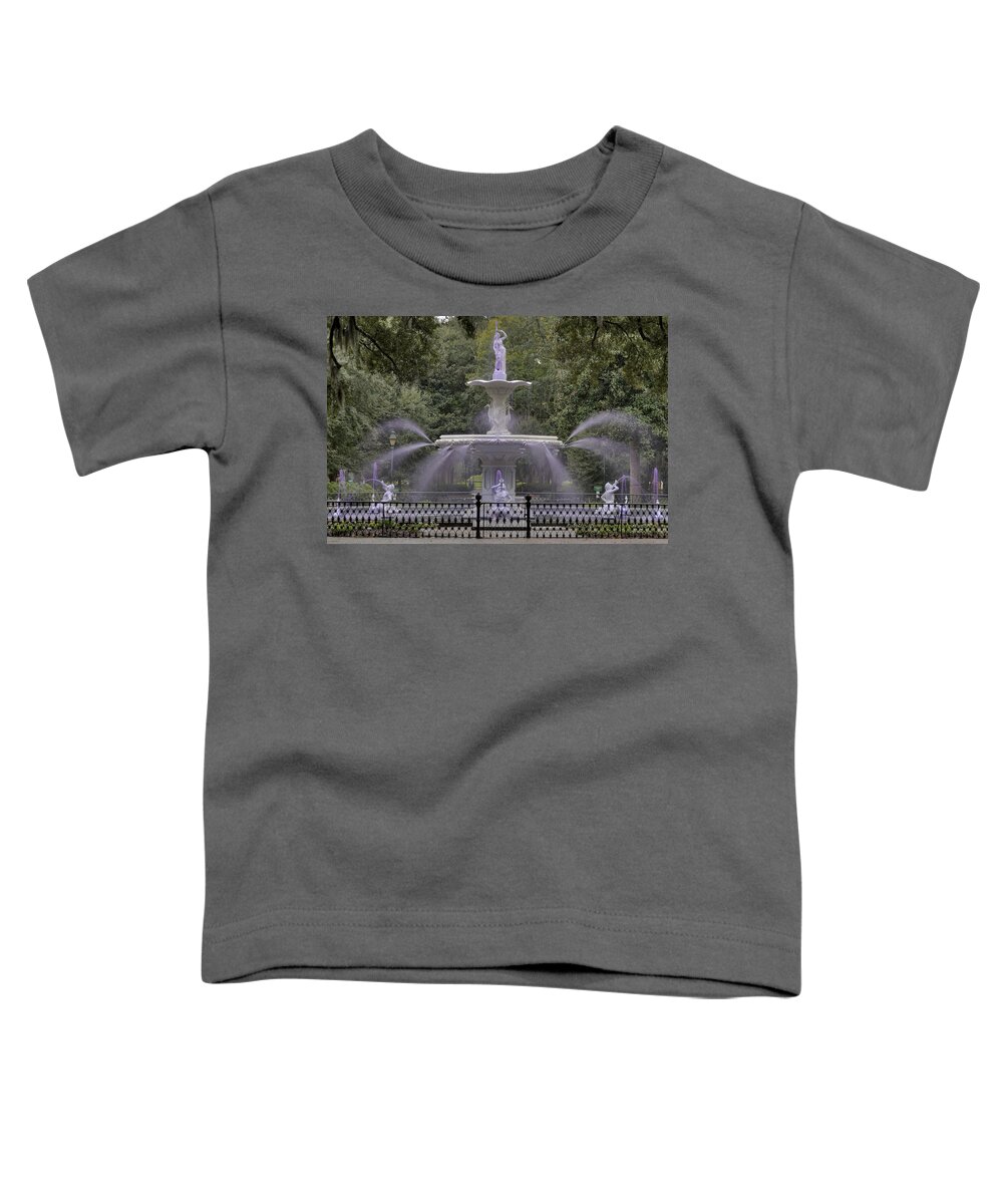 Fountain Toddler T-Shirt featuring the photograph Purple Forsyth Fountain by Bradford Martin