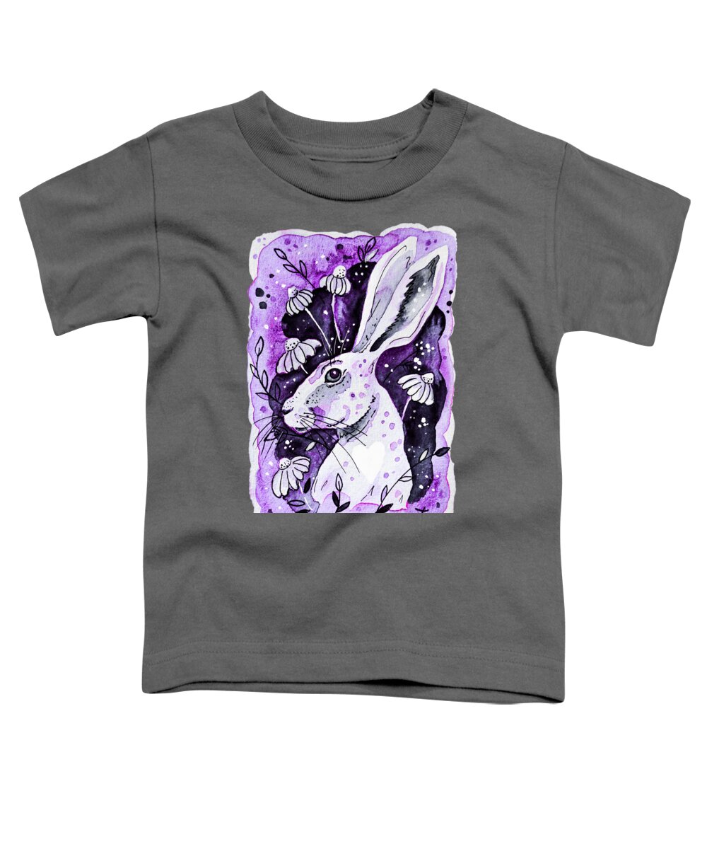 Hare Toddler T-Shirt featuring the painting Purple Hare by Zaira Dzhaubaeva
