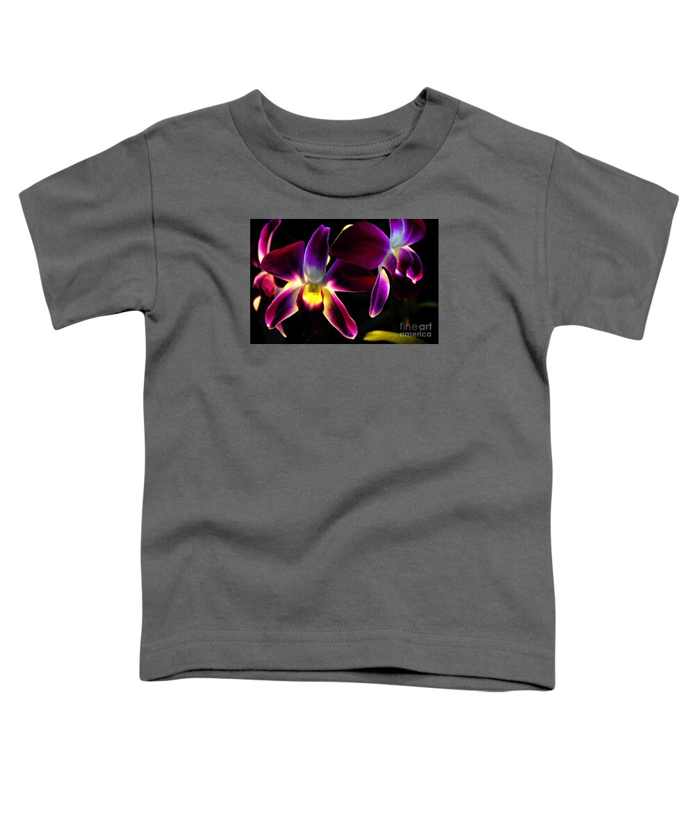 Purple Toddler T-Shirt featuring the photograph Purple Orchids 2 backlit by David Frederick