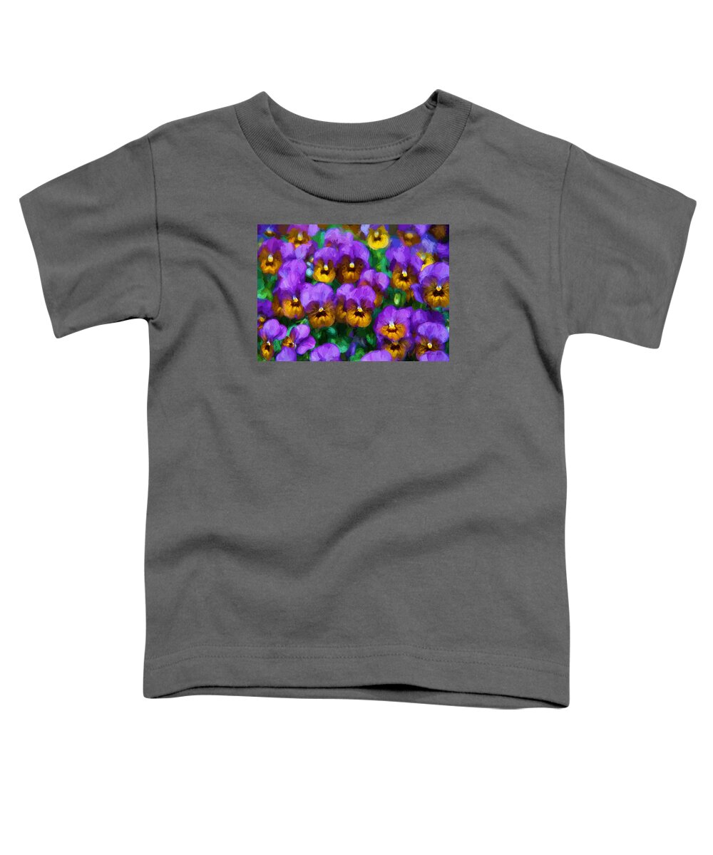 Pansies Toddler T-Shirt featuring the digital art Purple Pansies by Charmaine Zoe