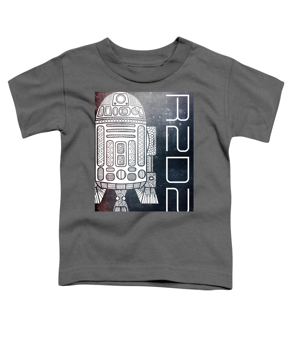 R2d2 Toddler T-Shirt featuring the mixed media R2D2 - Star Wars Art - Space by Studio Grafiikka