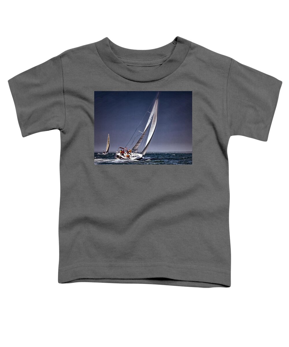 Sailing Toddler T-Shirt featuring the photograph Racing to Nantucket by Bruce Gannon