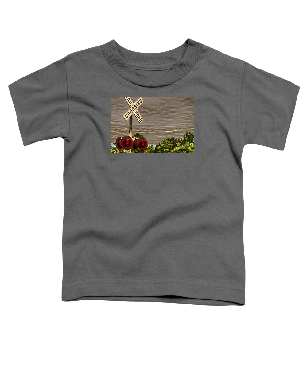 Rail Toddler T-Shirt featuring the photograph Railroad Crossing by William Norton