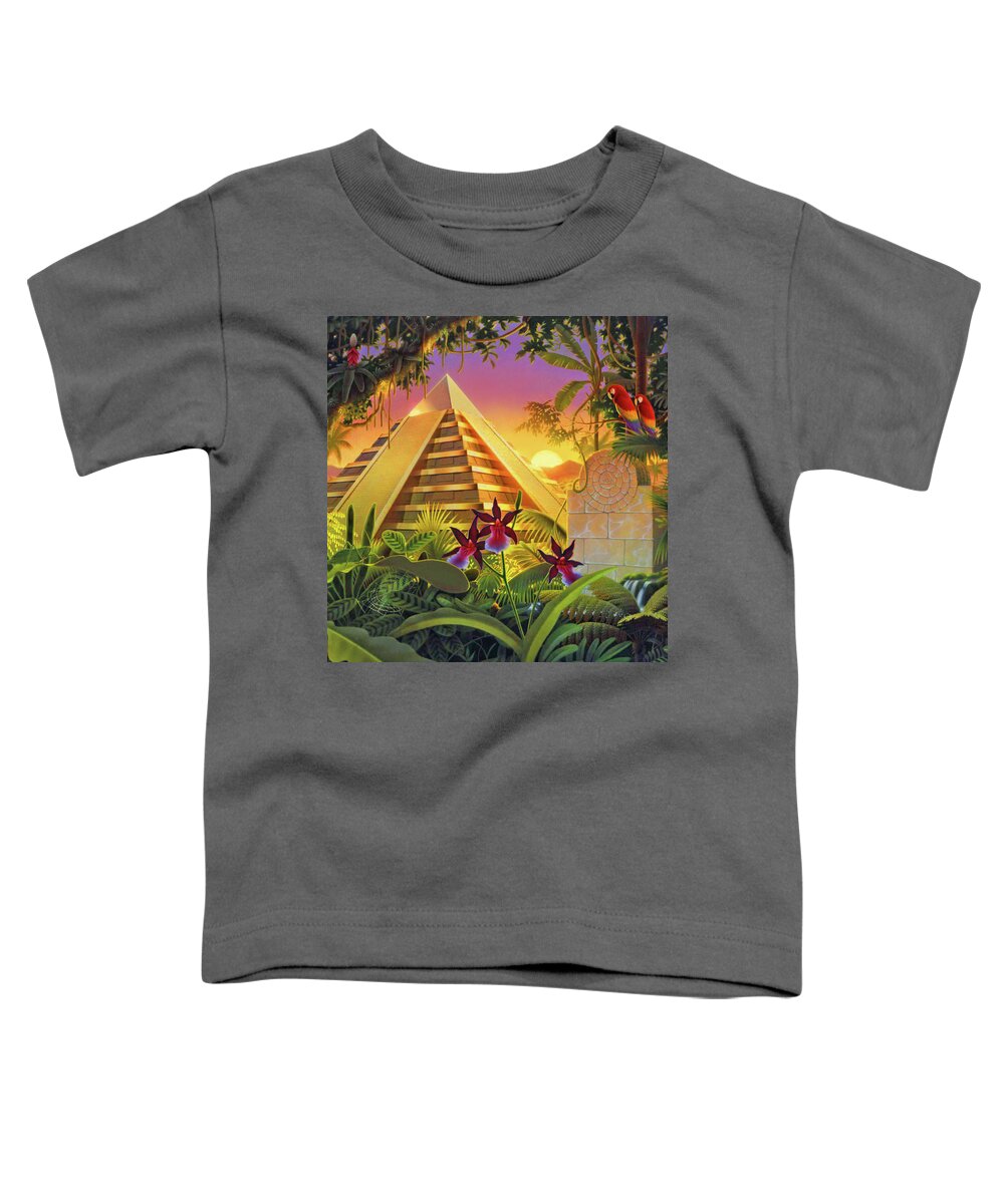 Rain Forest Toddler T-Shirt featuring the painting Rain Forest Pyramid by Robin Moline