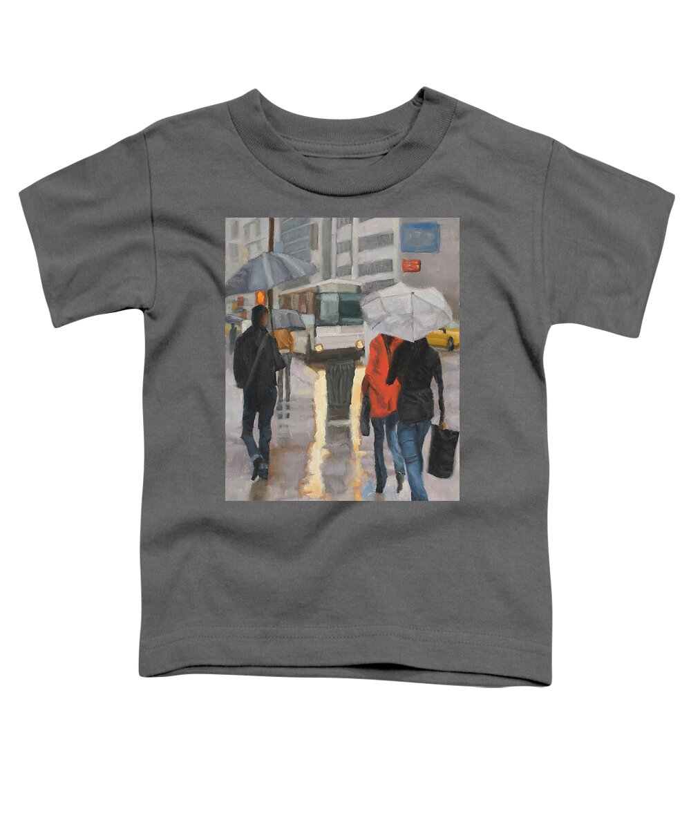 Rain Toddler T-Shirt featuring the painting Rain in midtown by Tate Hamilton