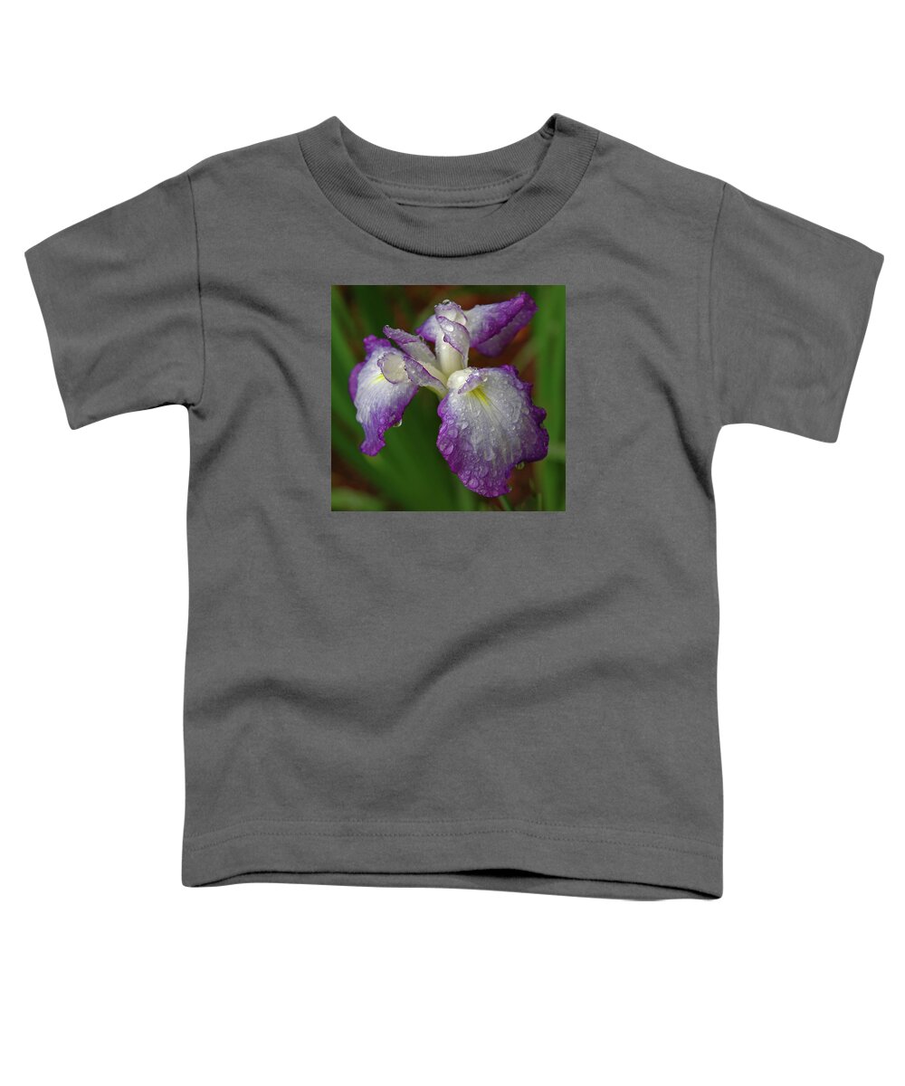 Iris Toddler T-Shirt featuring the photograph Rain-soaked Iris by Marie Hicks