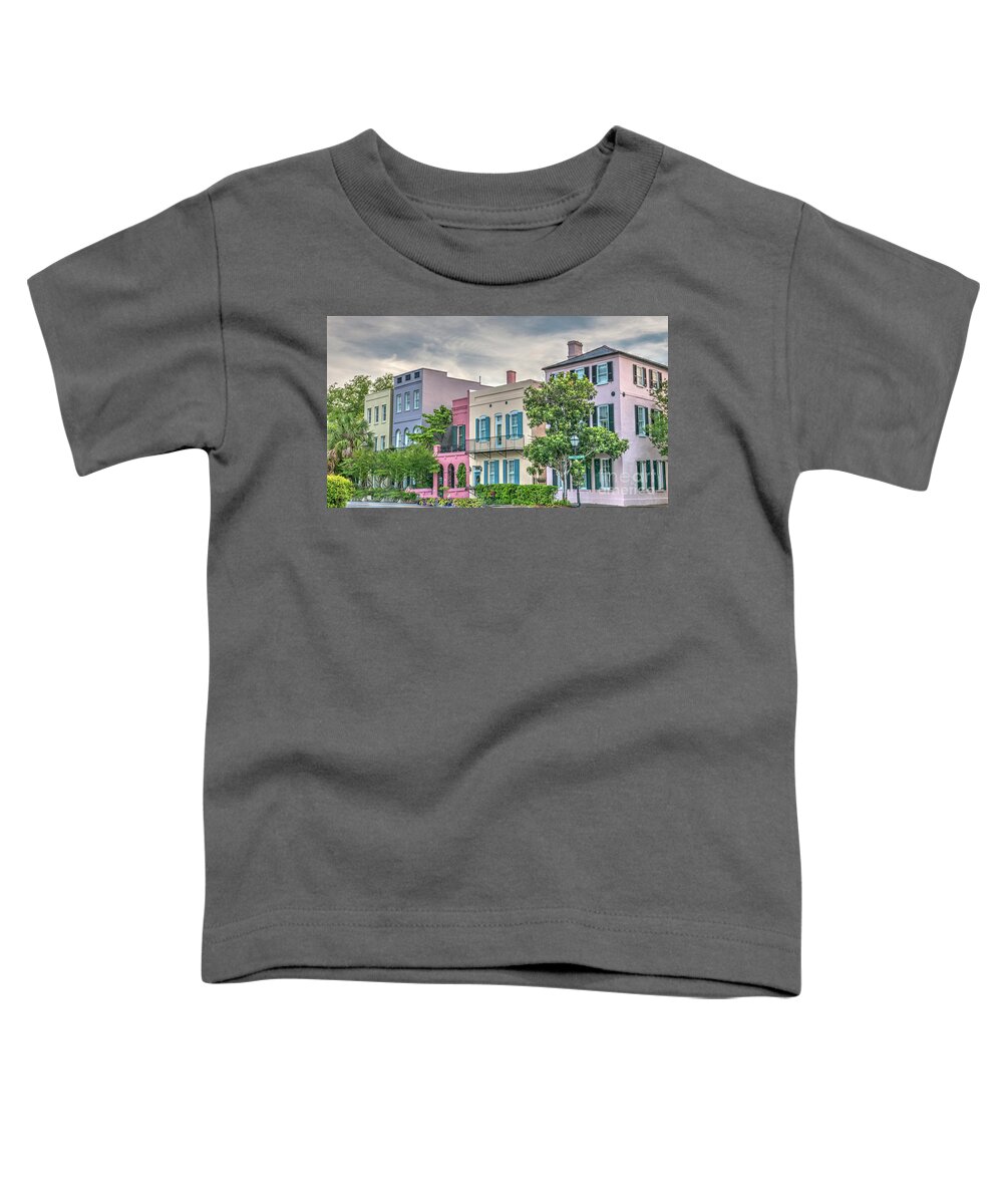 Rainbow Row Toddler T-Shirt featuring the photograph Rainbow Row in Historic Downtown Charleston South Carolina by Dale Powell