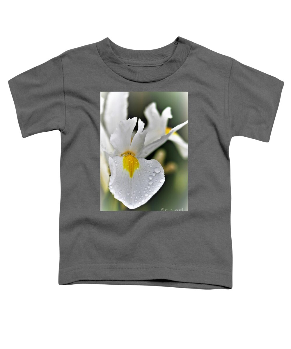 Photograph Toddler T-Shirt featuring the photograph Raindrops On White Iris by Tracey Lee Cassin