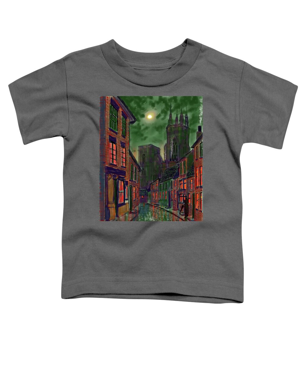 Ipad Painting Toddler T-Shirt featuring the painting Rainy Night in Kirkgate by Glenn Marshall