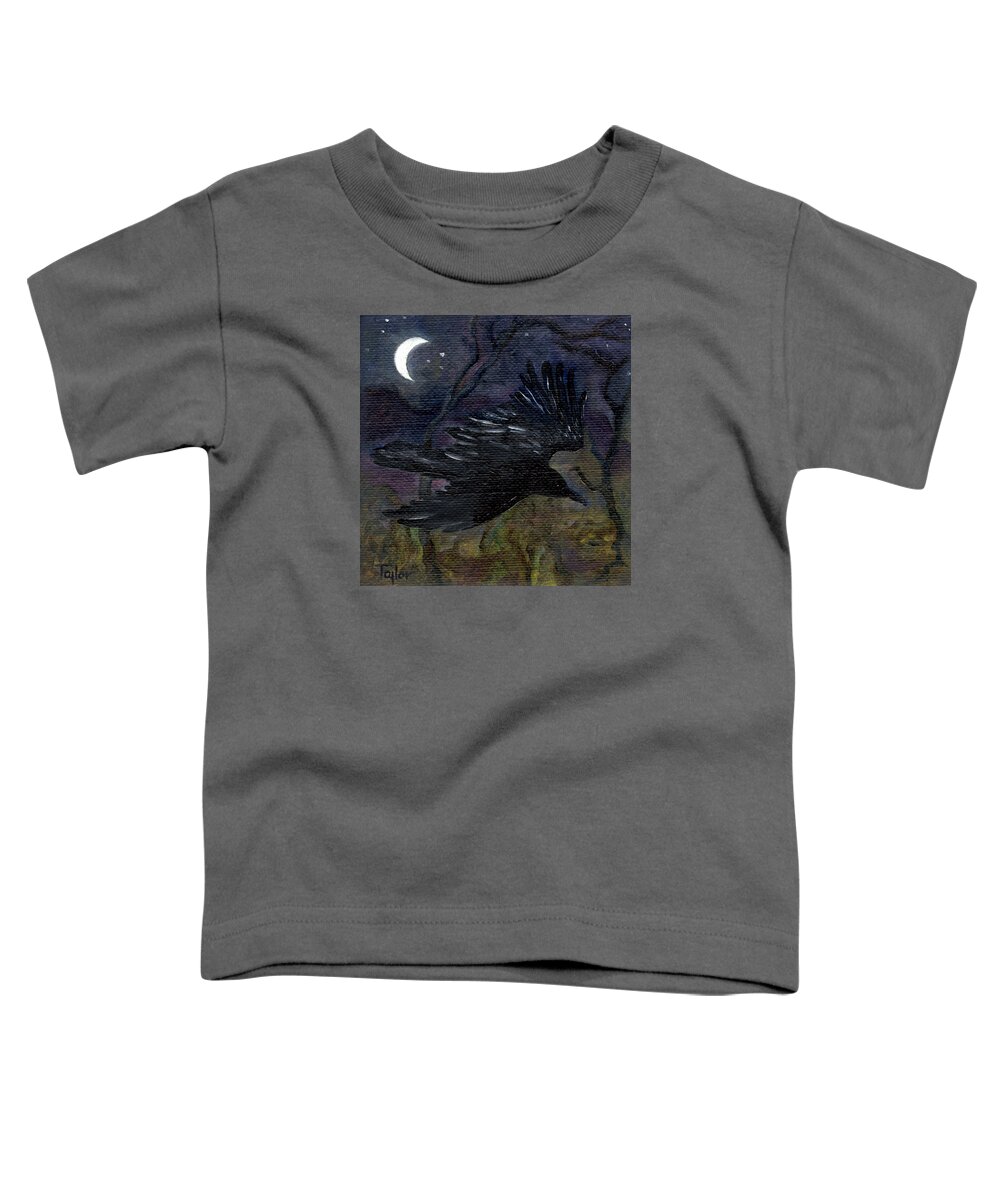 Flight Toddler T-Shirt featuring the painting Raven in Stars by FT McKinstry