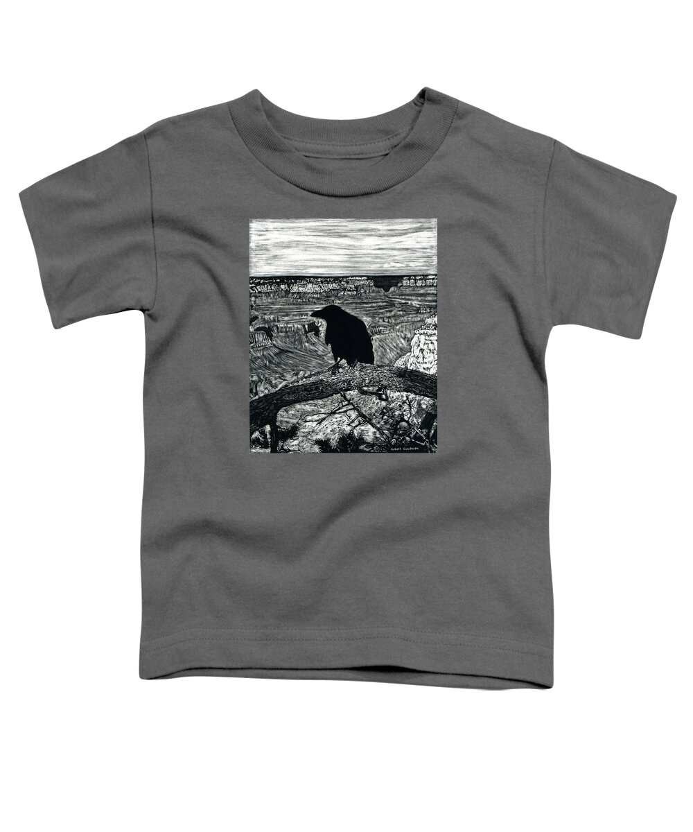 Landscape Toddler T-Shirt featuring the painting Raven Spirit by Robert Goudreau