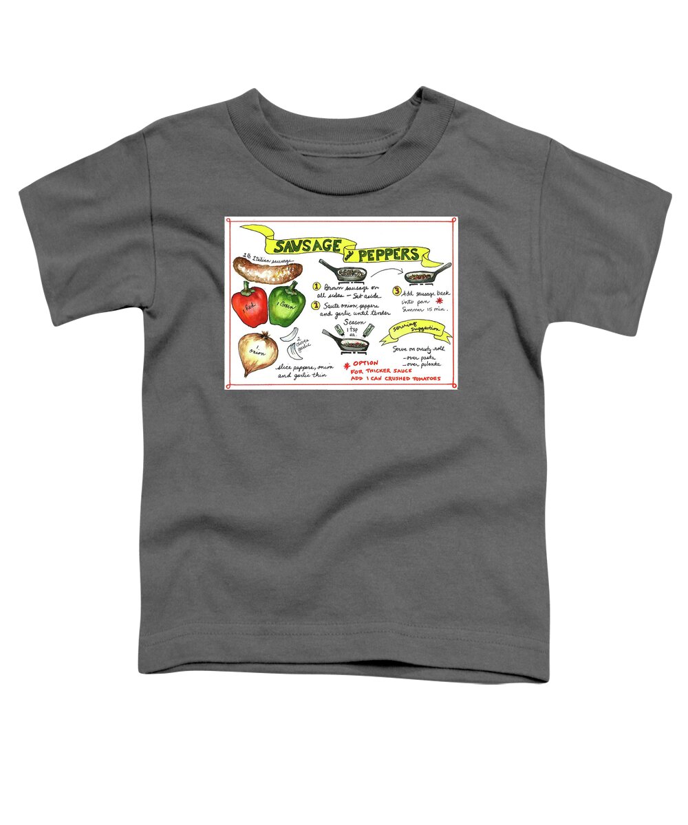 Sausage Toddler T-Shirt featuring the painting Recipe Sausage and Peppers by Diane Fujimoto