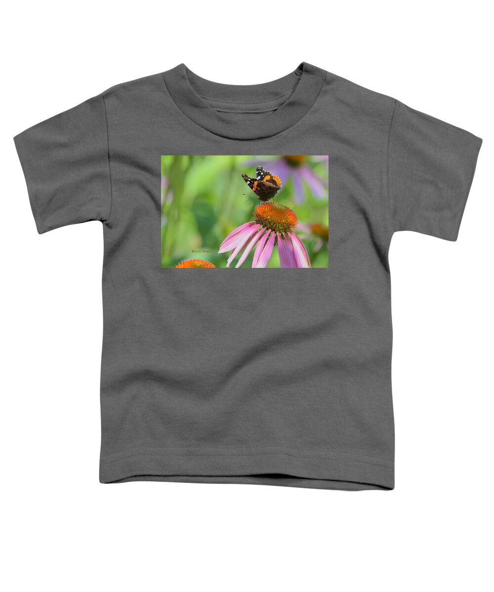 Butterfly Toddler T-Shirt featuring the photograph Red Admiral on Cone Flower by Kae Cheatham