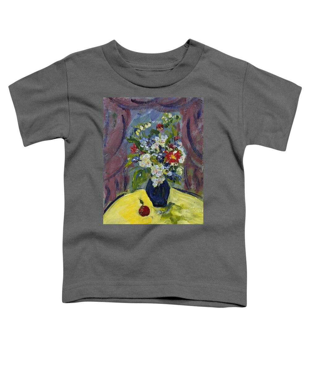 Still Life Toddler T-Shirt featuring the painting Red Apple by Alida M Haslett