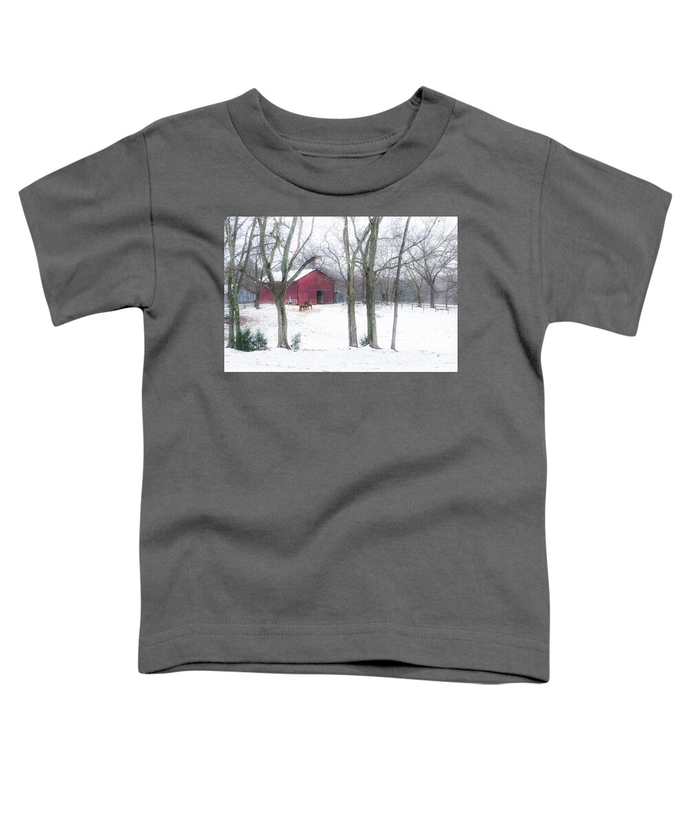 Old Barns Toddler T-Shirt featuring the photograph Red Barn at Cedarock by Cynthia Wolfe