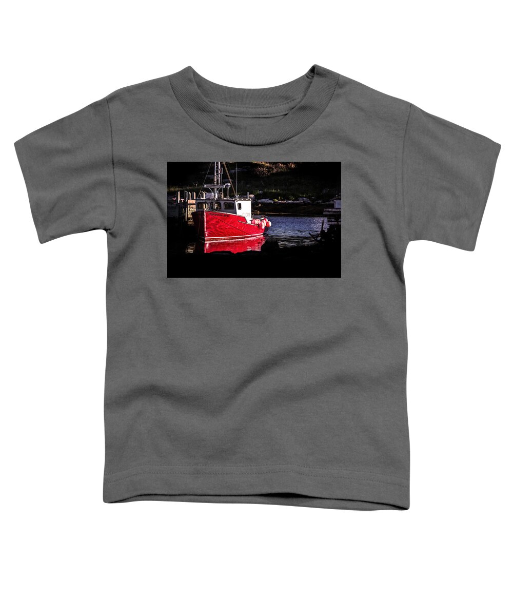 Peggy's Cove Toddler T-Shirt featuring the photograph Red Boat at Peggy's Cove by Patrick Boening