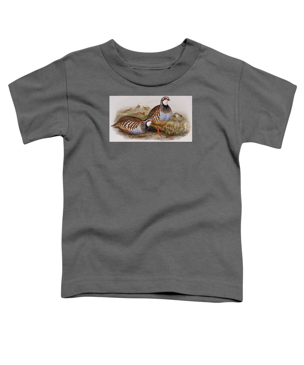 Partridge Toddler T-Shirt featuring the painting Red-legged Partridges by John Gould