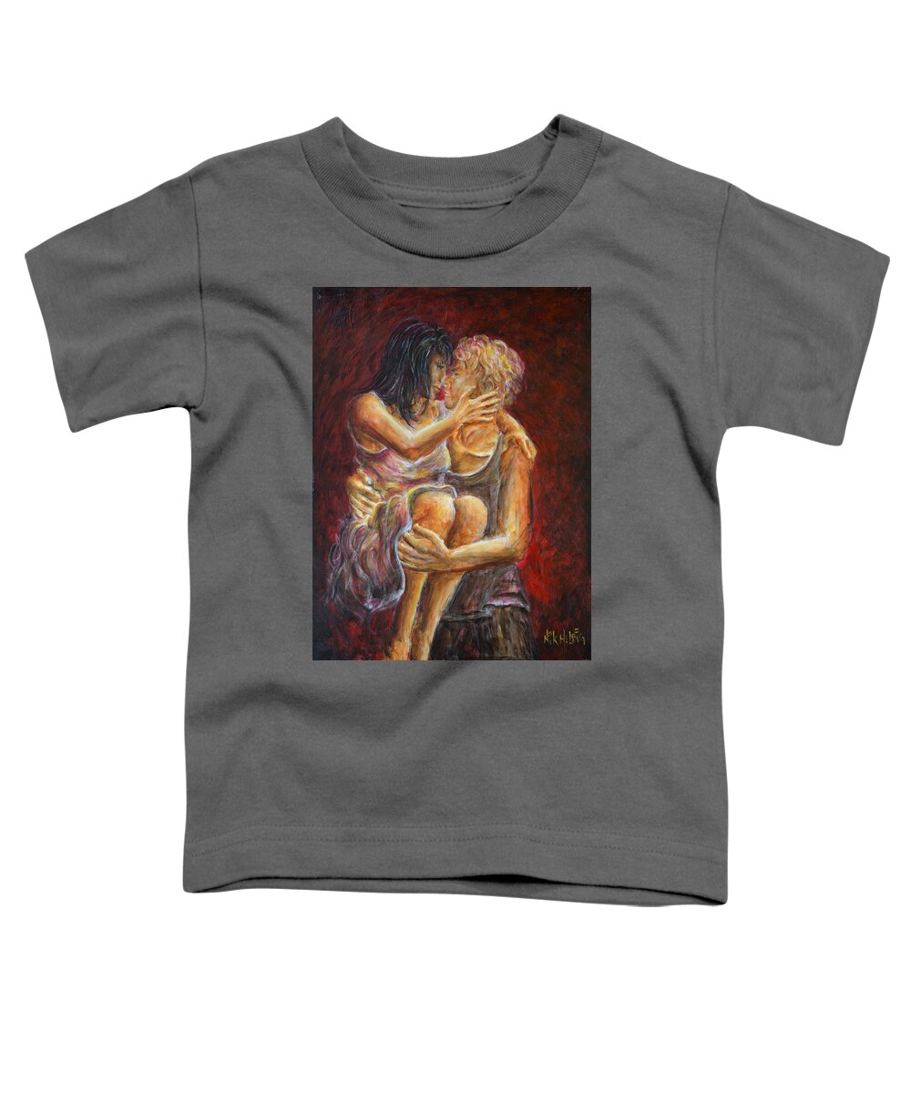 Lovers Toddler T-Shirt featuring the painting Red Lovers 01 by Nik Helbig