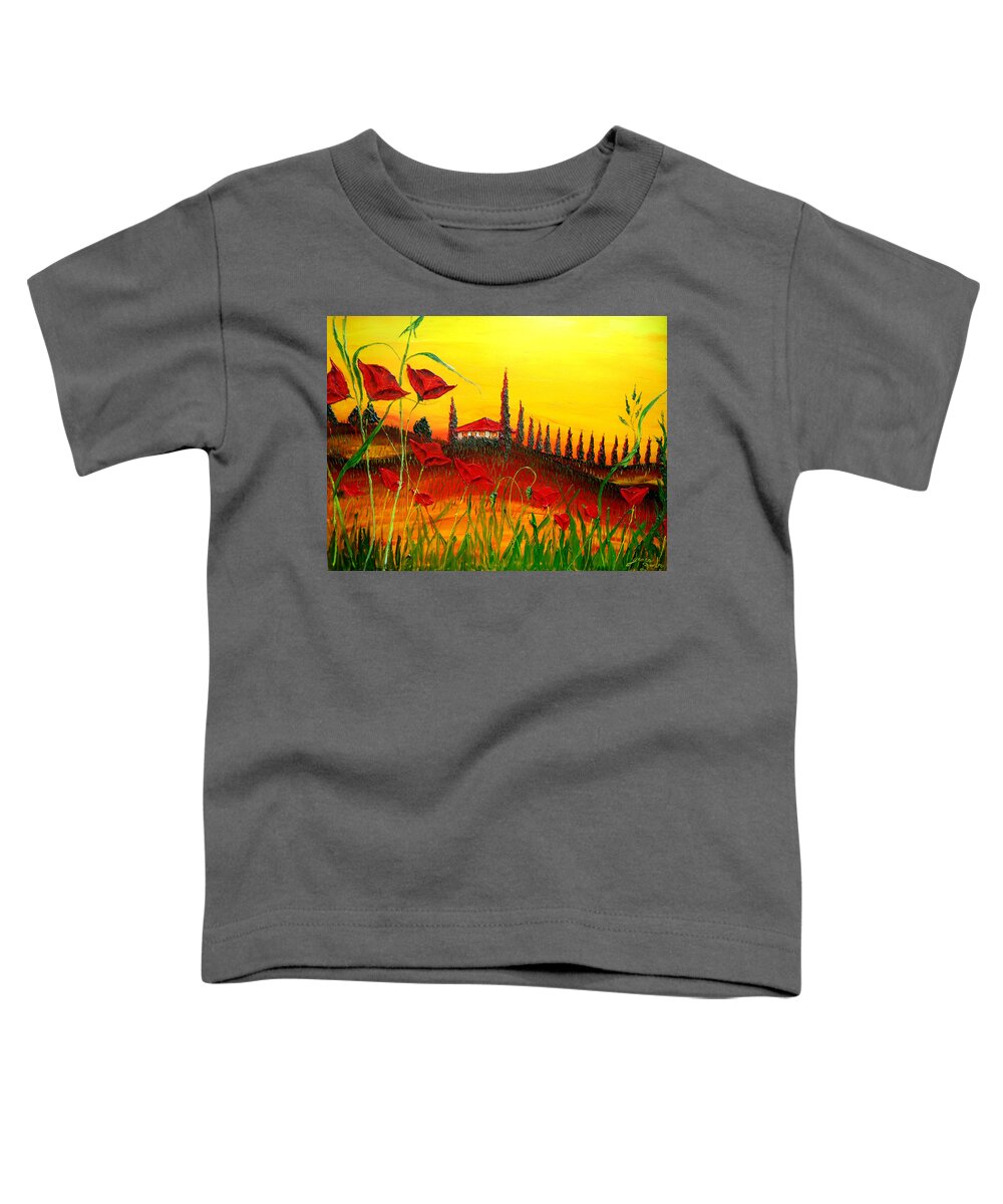  Toddler T-Shirt featuring the painting Red Poppies Of Tuscany #2 by James Dunbar