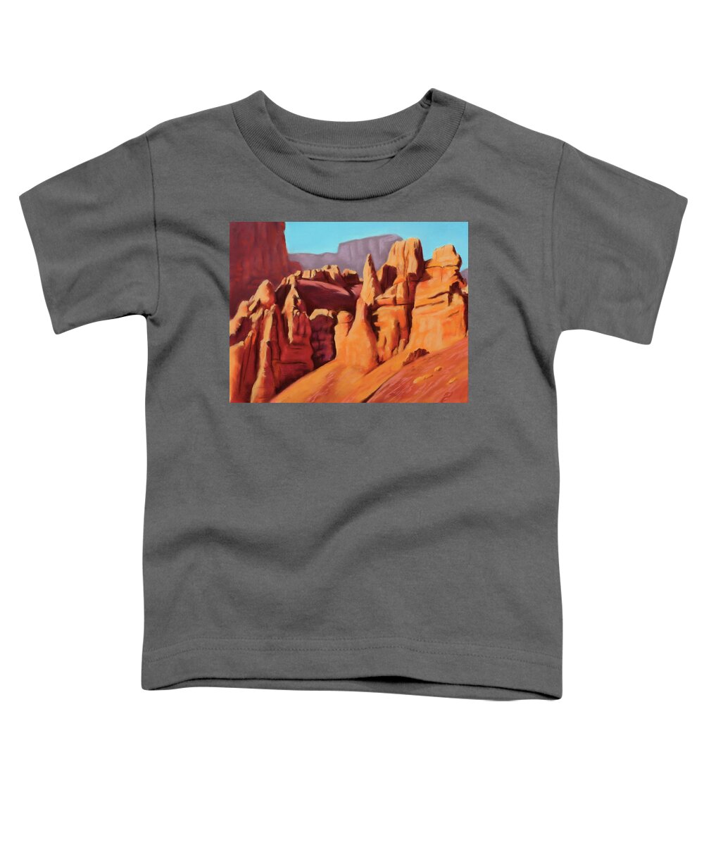 Red Rocks Toddler T-Shirt featuring the painting Red Rockers by Sandi Snead