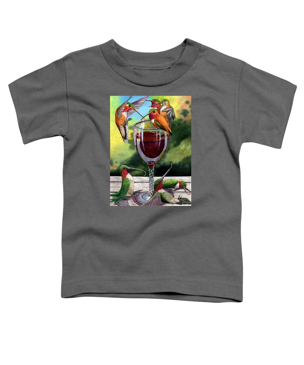 Hummingbird Toddler T-Shirt featuring the painting Red Winos by Catherine G McElroy