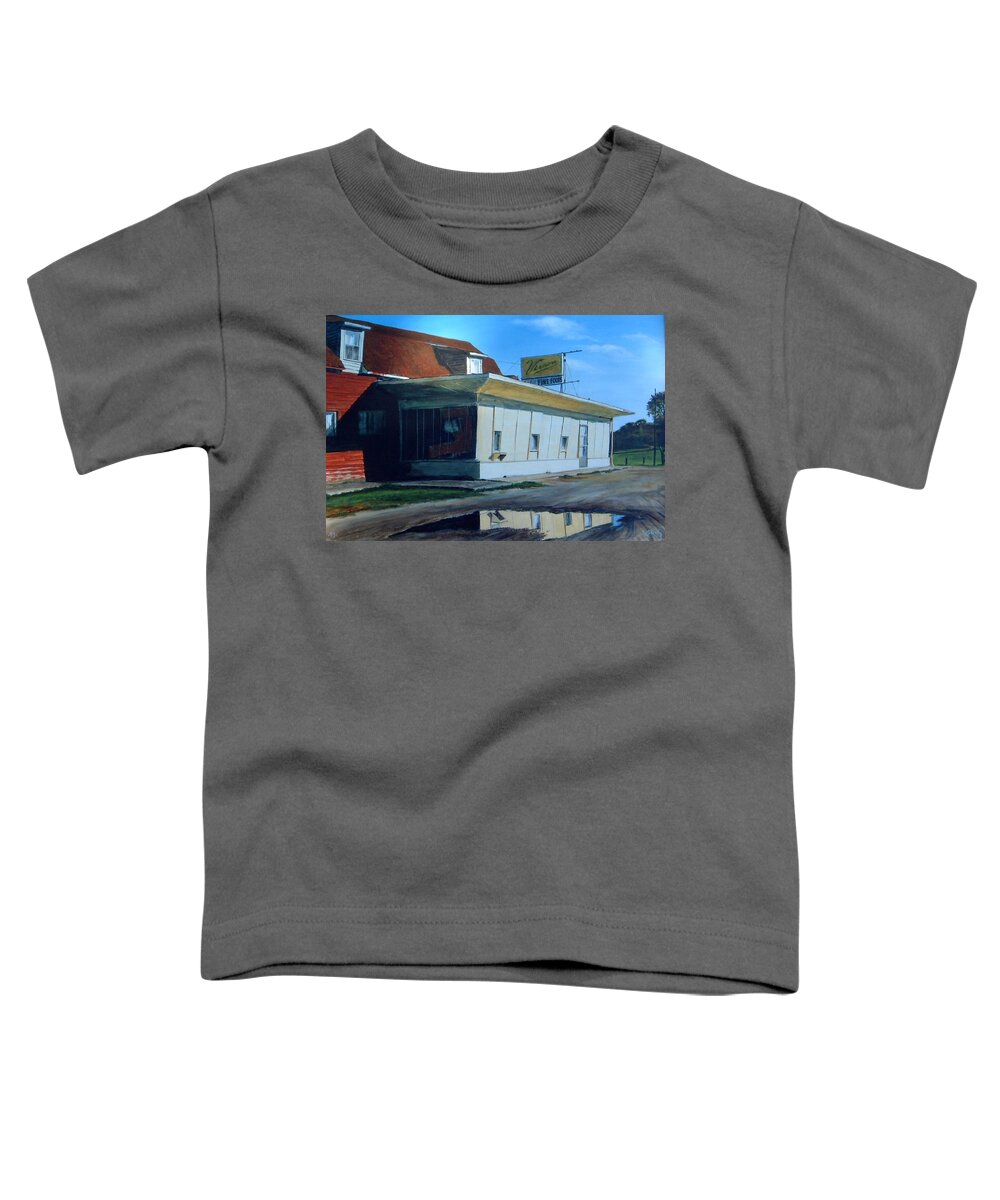 Landscape Toddler T-Shirt featuring the painting Reflections Of A Diner by William Brody