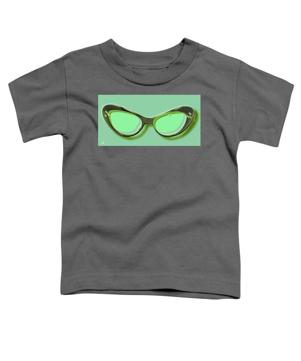 Glasses Toddler T-Shirt featuring the painting Retro Glasses Funky Pop Mint Green by Tony Rubino