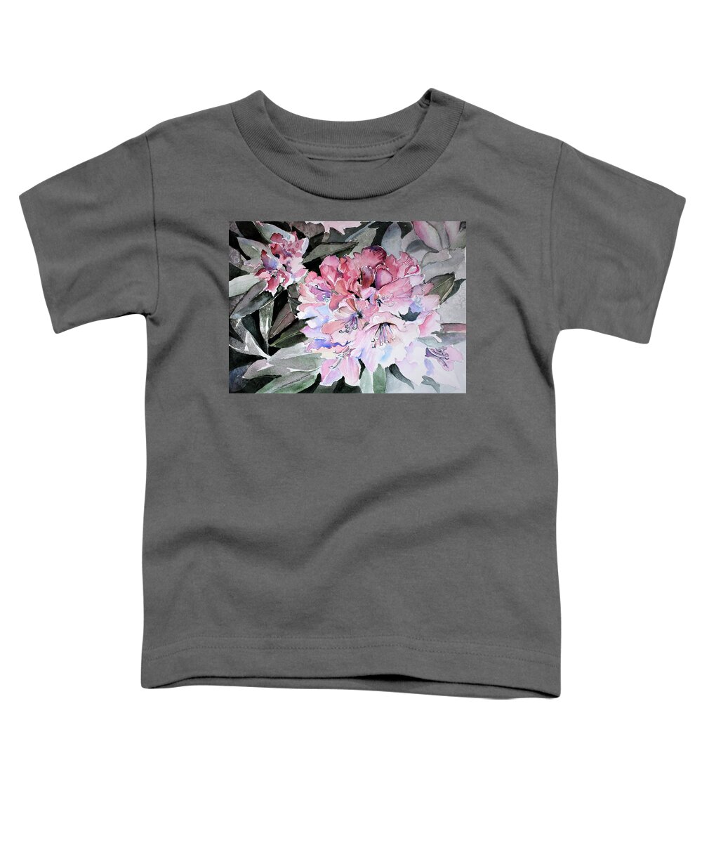 Rhododendron Toddler T-Shirt featuring the painting Rhododendron Rose by Mindy Newman