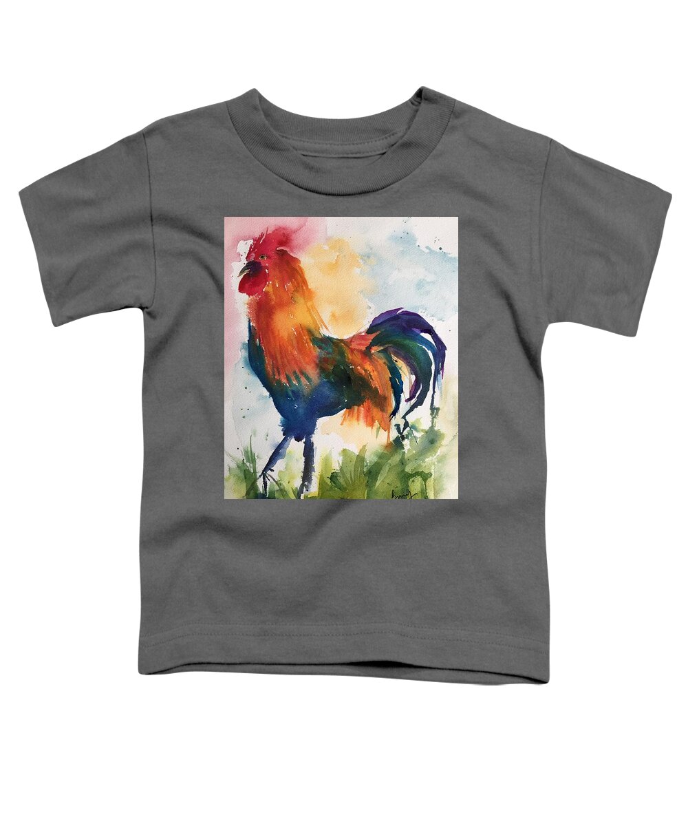 Rooster Toddler T-Shirt featuring the painting Rise And Shine by Bonny Butler