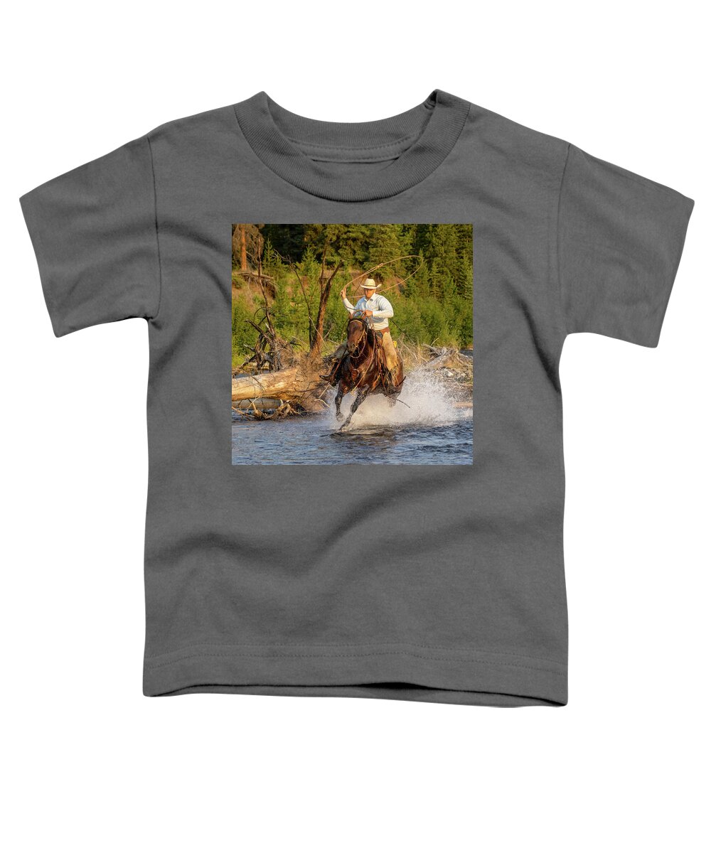 Cowboys Toddler T-Shirt featuring the photograph River Roper by Jack Bell
