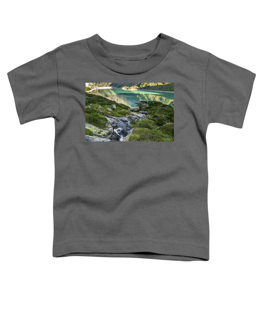 Lake Toddler T-Shirt featuring the photograph River to the lake by Nicola Aristolao