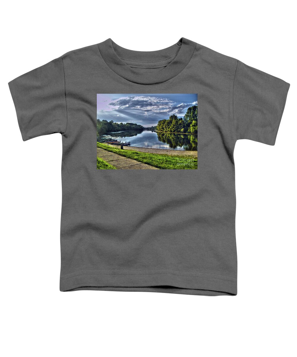 River Toddler T-Shirt featuring the photograph Riverbank Boats by Nina Ficur Feenan