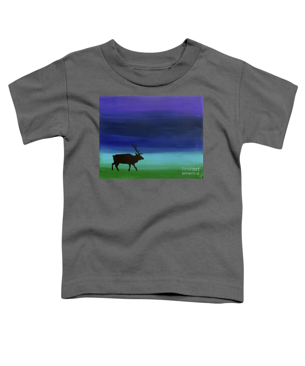 Elk Toddler T-Shirt featuring the painting Roaming Elk by Sara Becker