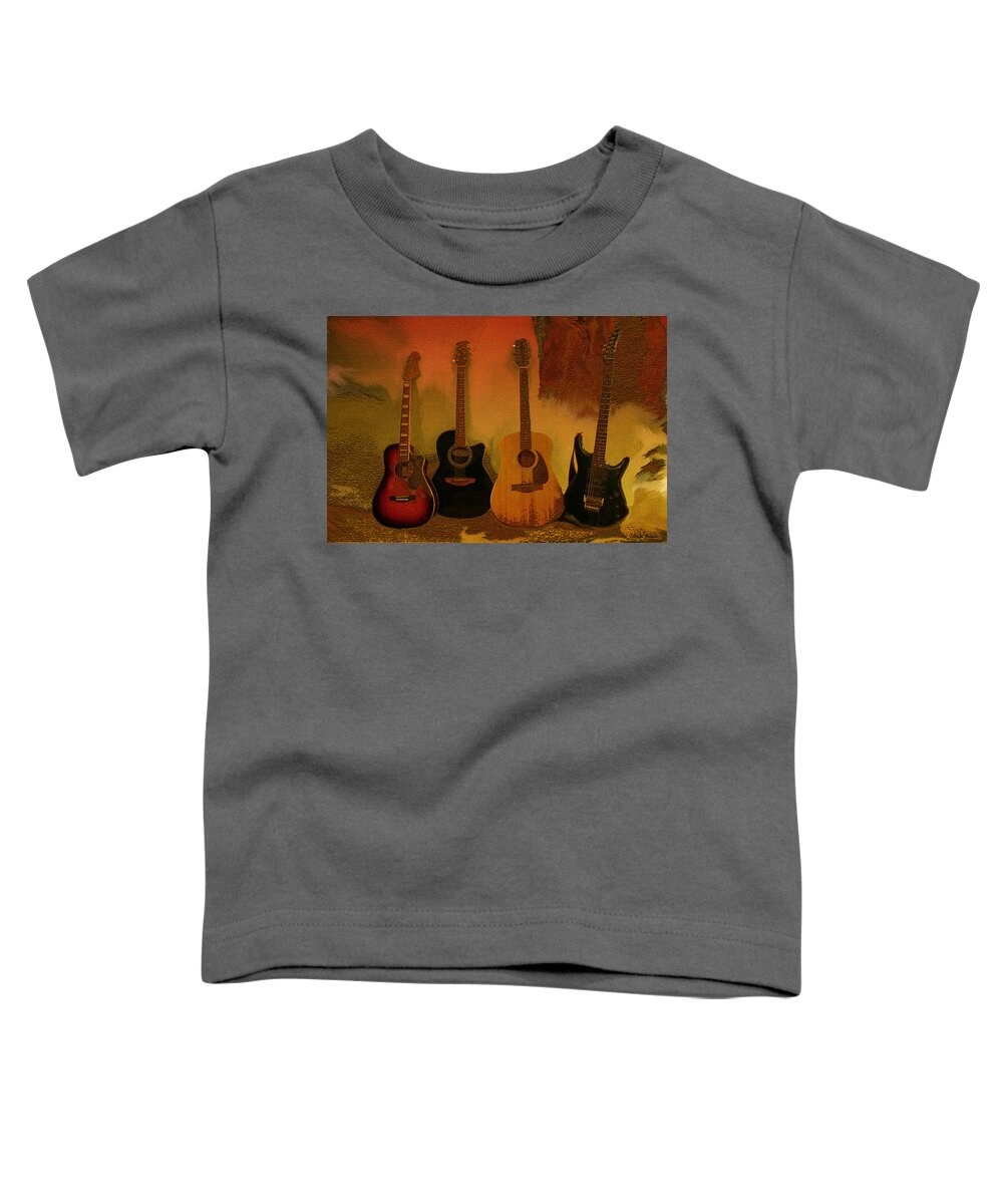 Music Toddler T-Shirt featuring the photograph Rock n Roll Guitars by Linda Sannuti