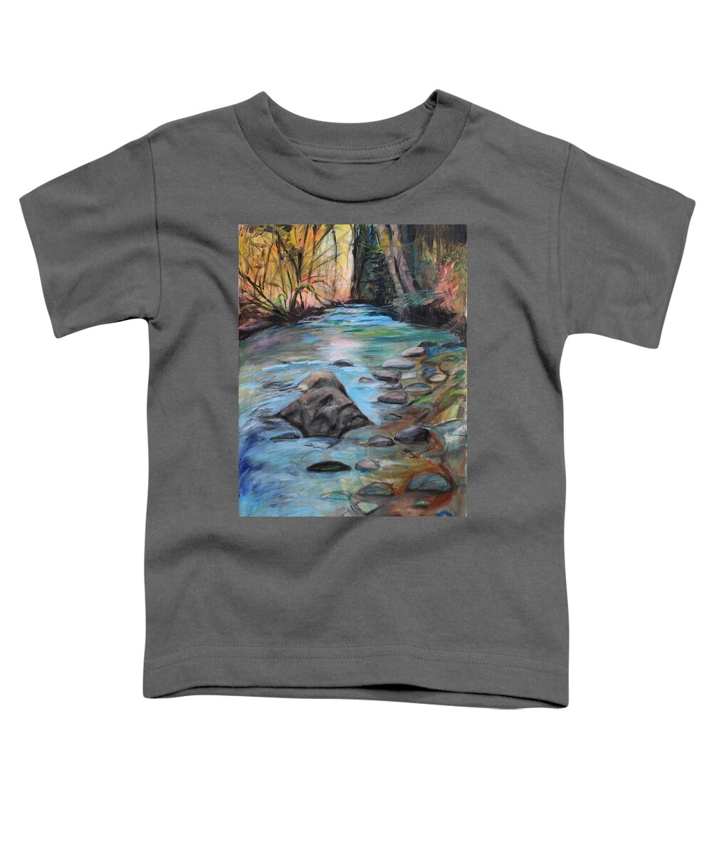 Rocks Toddler T-Shirt featuring the painting River Bed by Denice Palanuk Wilson