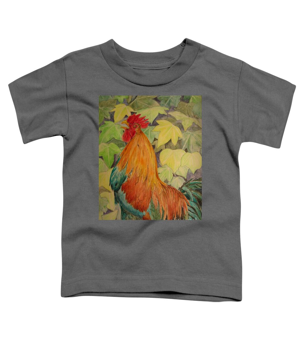 Rooster Toddler T-Shirt featuring the painting Rooster by Laurianna Taylor