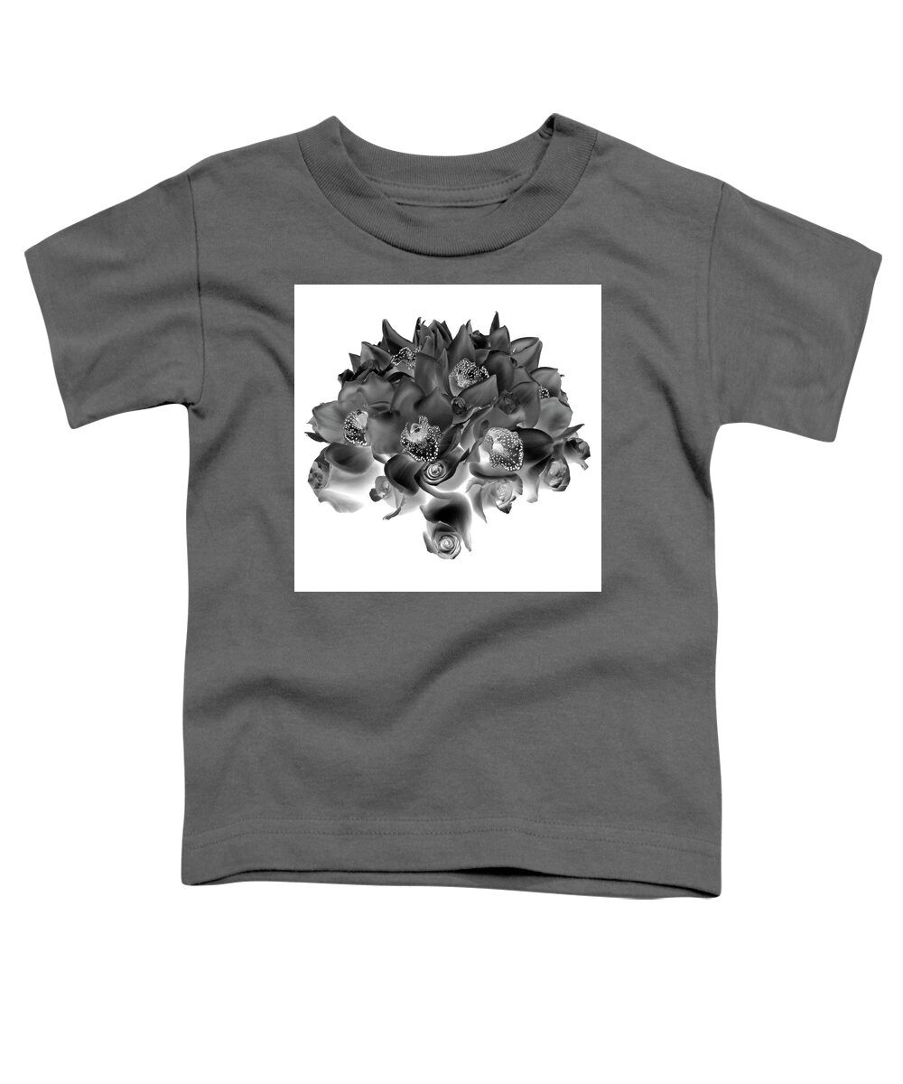 Flowers Toddler T-Shirt featuring the photograph Roses and Orhids I Black and White by Lily Malor