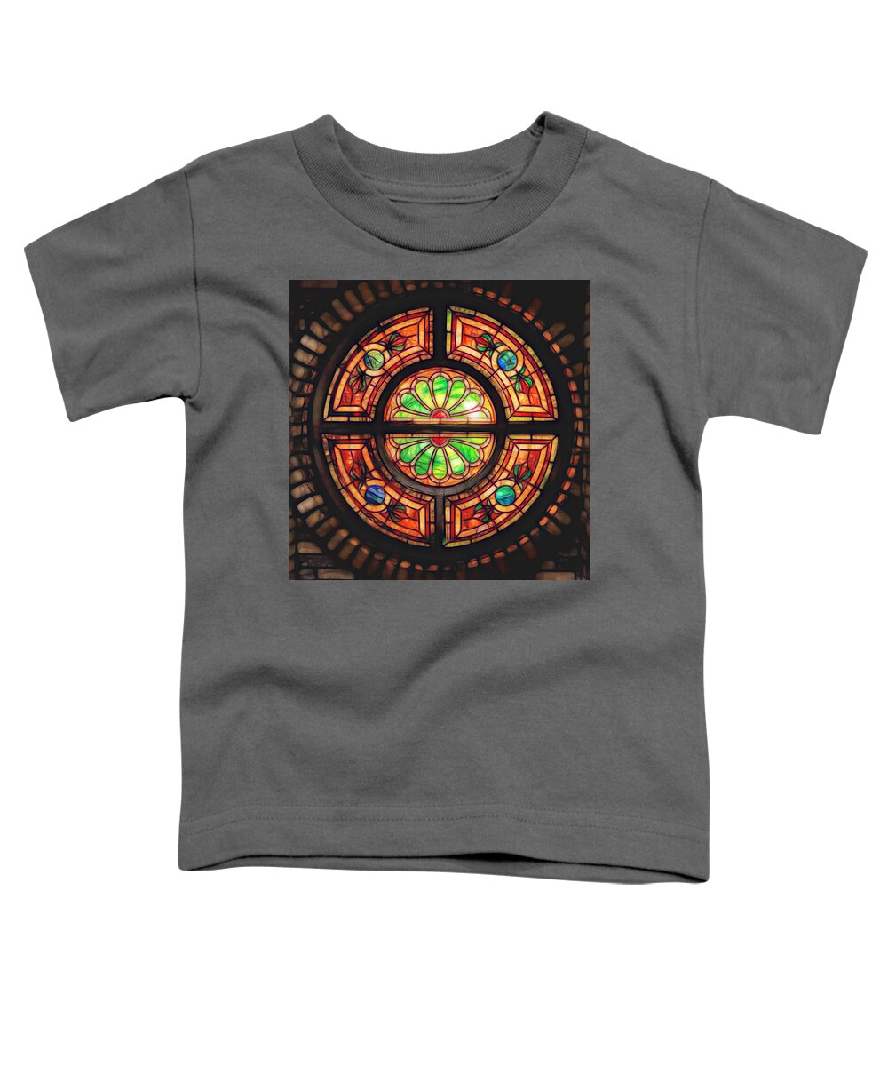 Stained Glass Toddler T-Shirt featuring the photograph Round Window by Susan Rissi Tregoning
