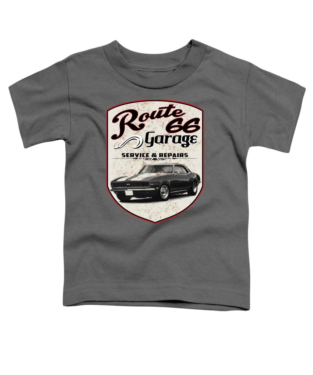 Route 66 Toddler T-Shirt featuring the digital art Route 66 Garage by Paul Kuras