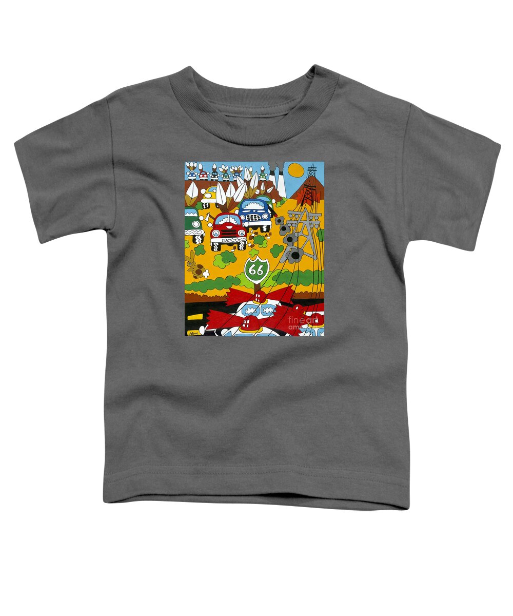 Desert Toddler T-Shirt featuring the painting Route 66 by Rojax Art